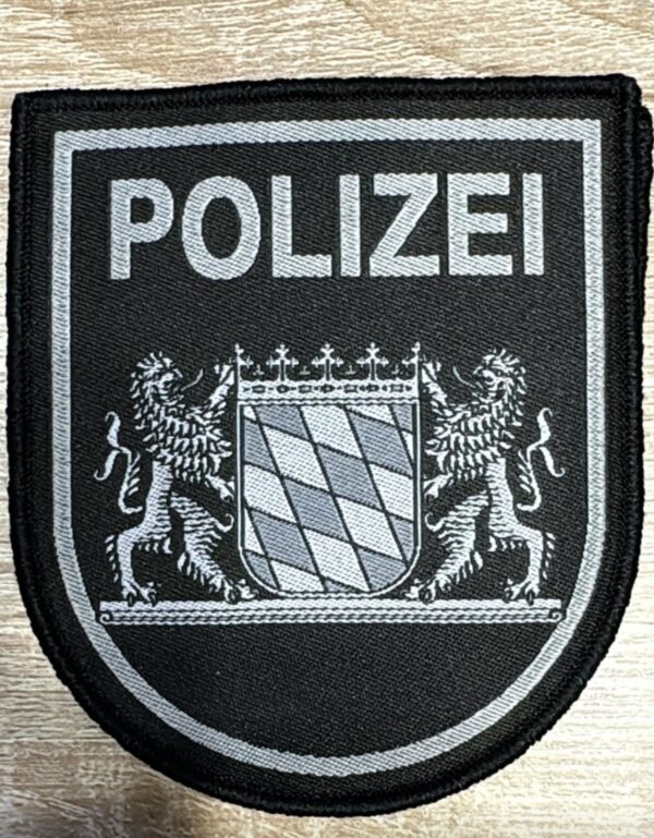 Patch Polizei Bayern gewebt- schwarz / grau