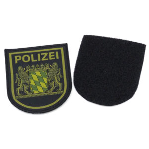 Patch Polizei Bayern, gewebt, schwarz / oliv