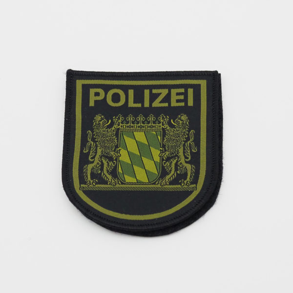 Patch Polizei Bayern, gewebt, schwarz / oliv